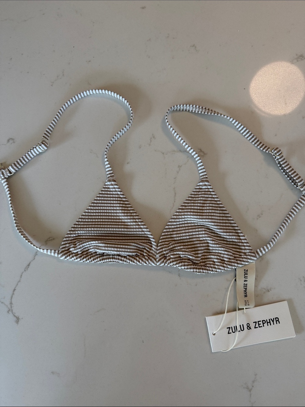 Zulu & Zephyr Cocoa Stripe Swim Tri Bikini
